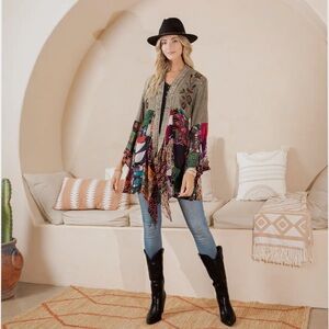 Young Threads Multicolor Patchwork Bohemian Tunic